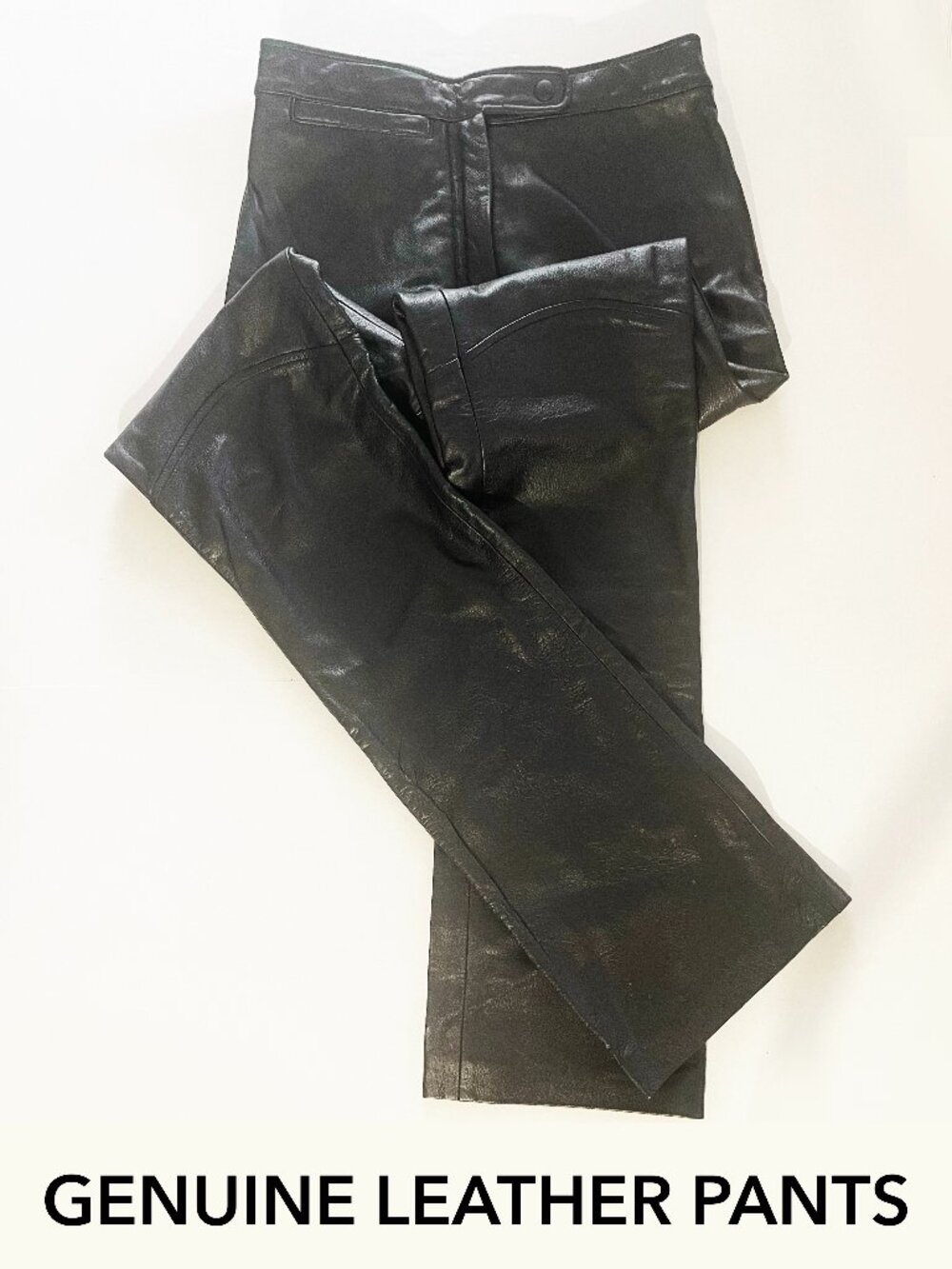 Genuine Black Vintage Leather Pants | High Waist | Slim Fit | Size 4